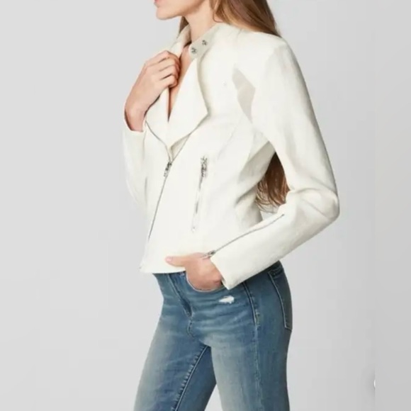 NWT BLANK NYC Moto Jacket So Ice NEW Cloth Vegan Friendly White Sold Out XL Rare - Picture 2 of 2